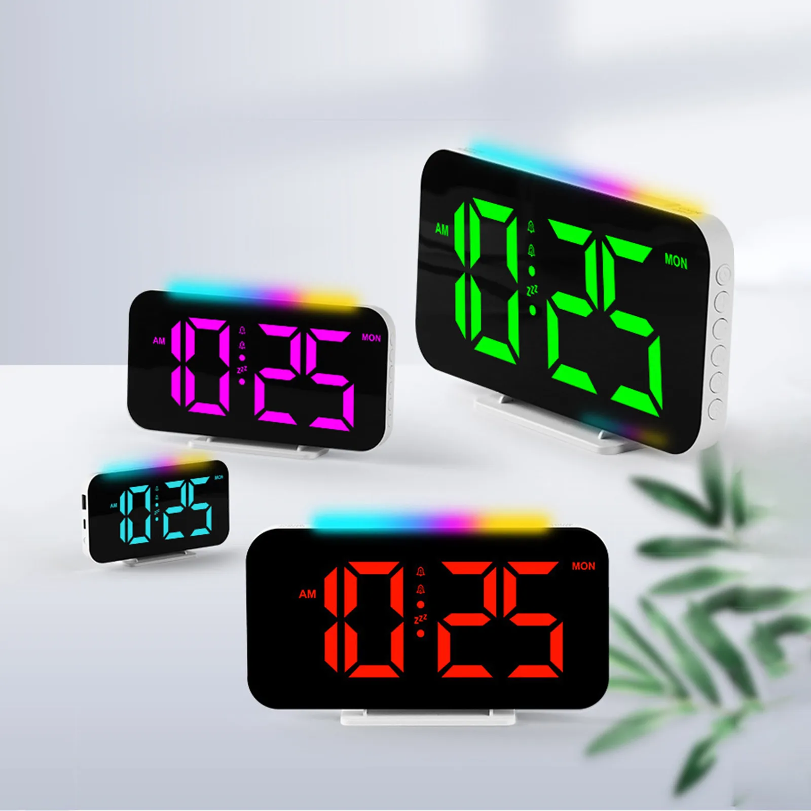 ساعة رقمية Rgb عرض ساعة منبه مع الإضاءة المحيطة ضوء الليل Cyberpunk الإلكترونية Led عرض الوقت ساعة سطح المكتب