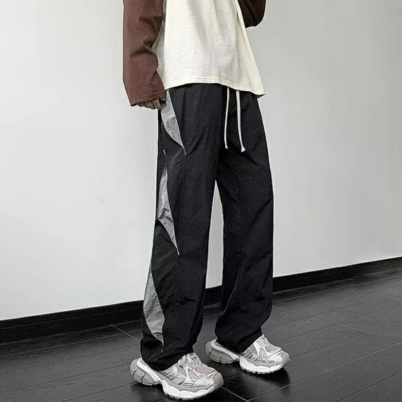 だぶだぶのカジュアルパンツ男ルーズオリジナル服ヴィンテージ安い美的トレンドポリエステルストリート韓国スタイルのズボン男性のための
