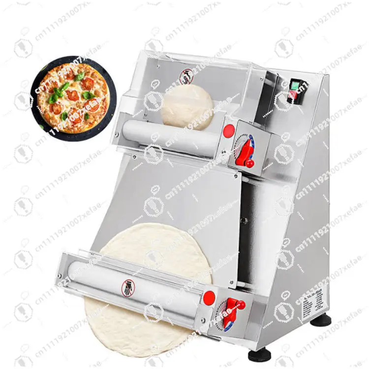 15-Inch Semi-automatic Pizza Dough Press and Roller, Stainless Steel, Adjustable Thickness 0.5-5 Mm, Suitable for Bakeries