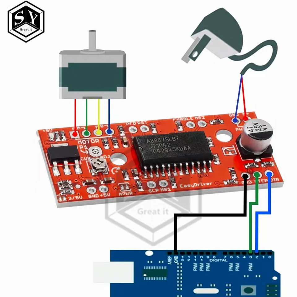 Hailege 2pcs A3967 Stepper Motor Drive Board EasyDriver Stepper Motor Driver EK1204 Raspberry Pi Robot