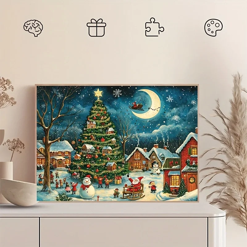 

Moonlit Christmas Chat 500-Piece Jigsaw Puzzle for Adults with Storage Box And A4 Poster 15x10 Inch Puzzle Holiday Gift