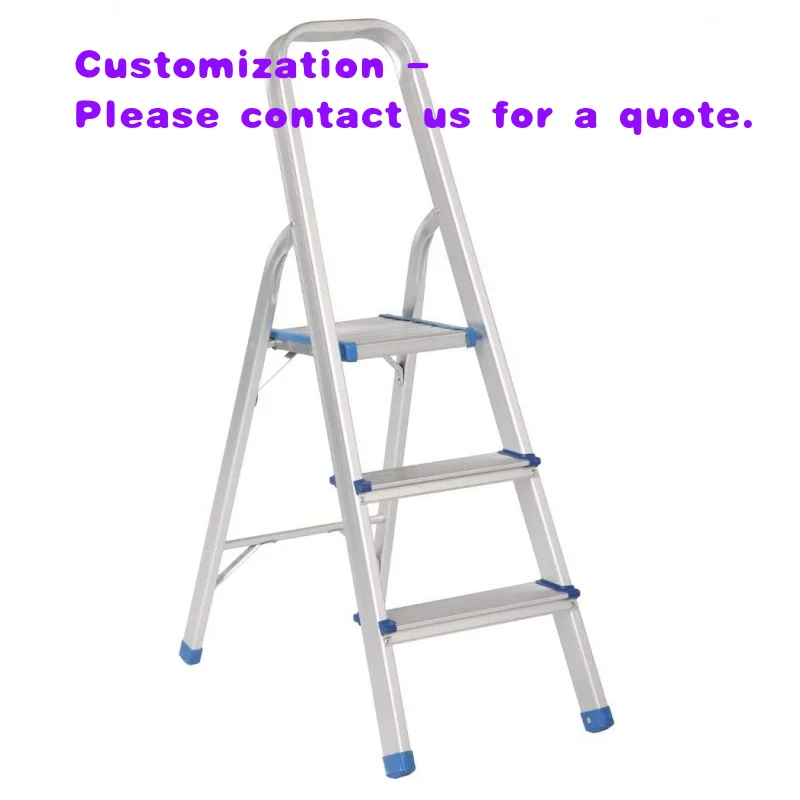 custom.Modern 3-Step Lightweight Aluminum Folding Ladder Space-Saving Household Foldable Stairs Household Usage