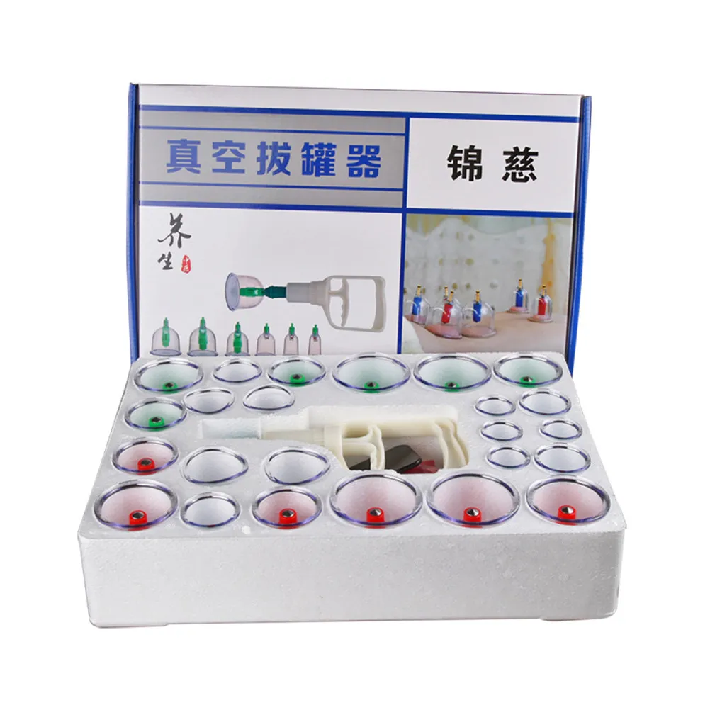 24 Vacuum Cupping Cups Kit Home Use Physical Therapy Device for Back Massage Pain Relief Blood Flow Improvement Natural Healing