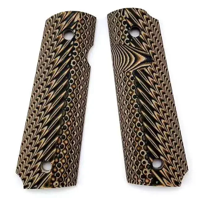 1 زوج من مسدس 1911 الساخن مخصص G10 التكتيكية مقبض التصحيح عدم الانزلاق دائم مقبض المواد المسلحة #5