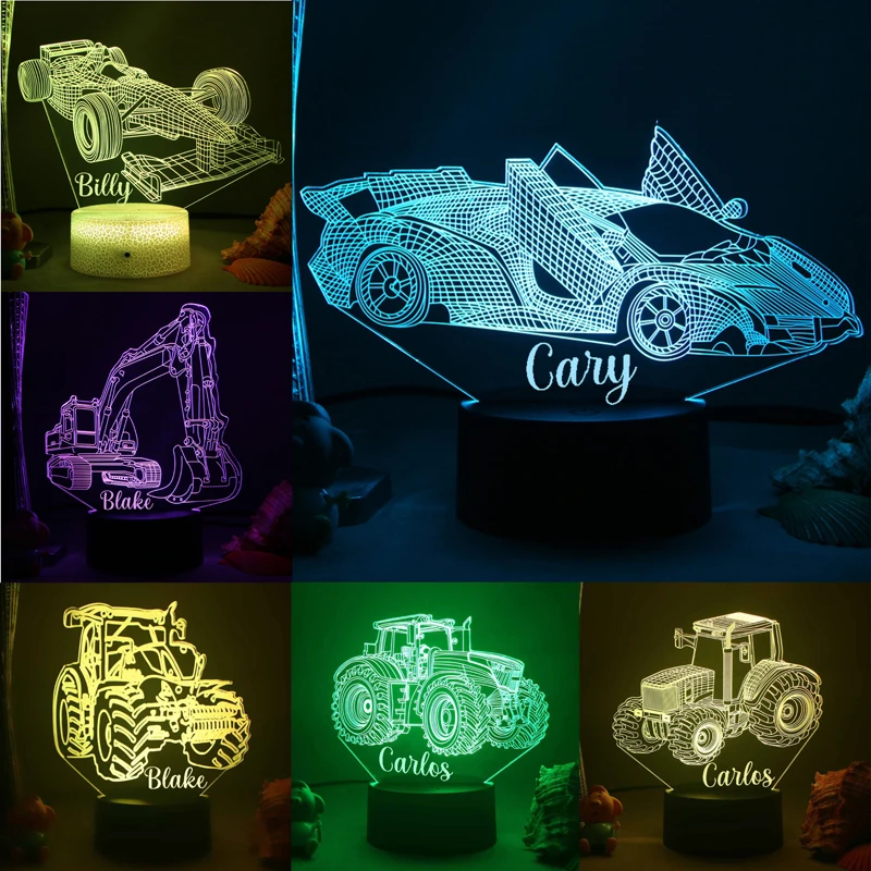

Creative 3D LED Night Lamp Bedside Decorative Gift Shades Children Kids' Name Acrylic Table Light