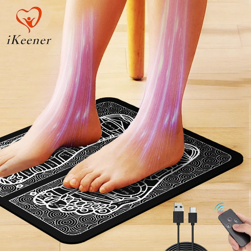 EMS Foot Massager Pad 8 Modes 19 Level Acupoints Massage Muscle Stimulation Improve Blood Circulation Relax Relief Feet Pain