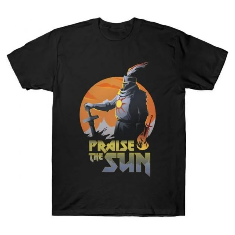 Dark Souls Praise the sun Gift T-shirt 0617 The Knight Solaire Graphic clothes Retro Bloodborne Game Tee All size Tops S-6XL