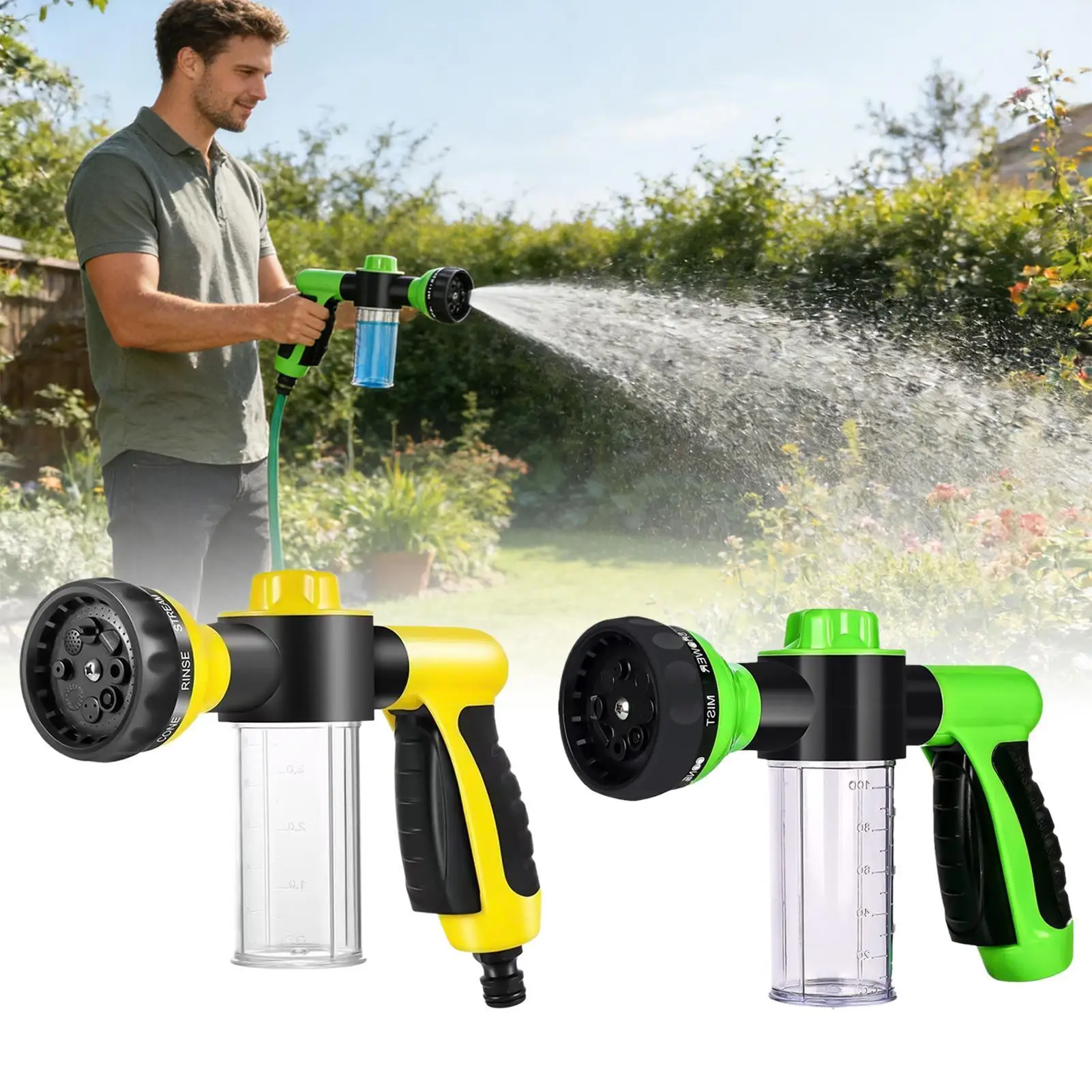 Car Foam Cannon Adjustable Spray Patterns High Pressure Leak-Proof Washer Hose Sprayer For Gardening Lawn Yard Outdoor Outside