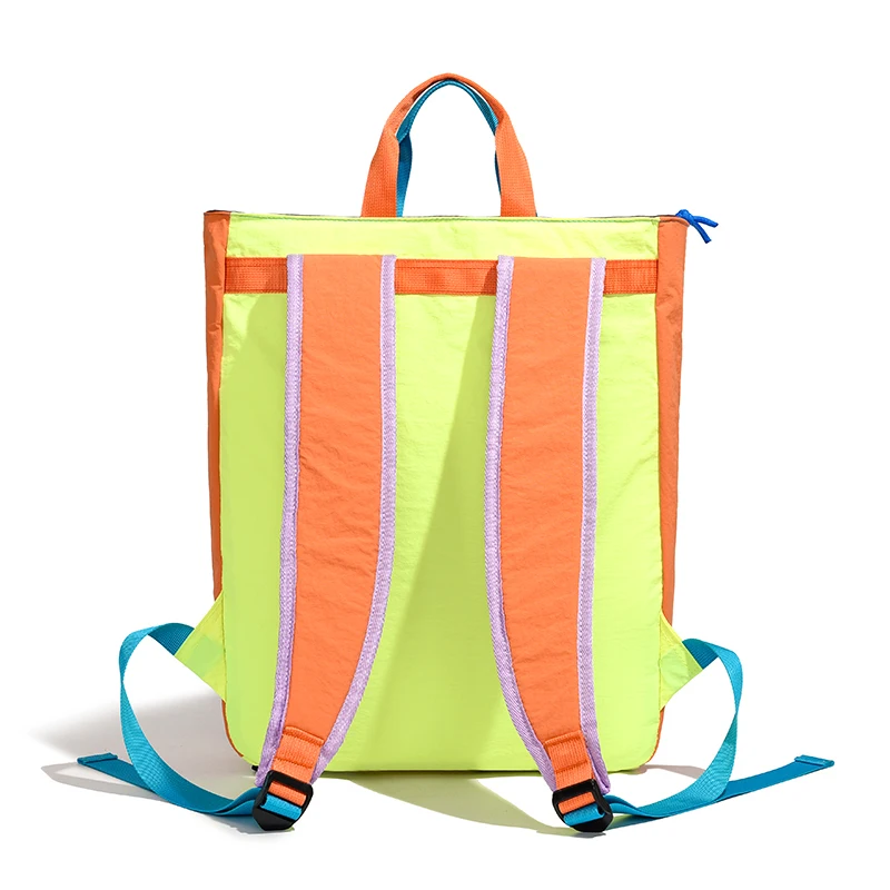 حقيبة ظهر نسائية عصرية مصنوعة من نسيج النايلون المقاوم للماء وخفيفة الوزن وتصميم كتلة الألوان لحقيبة السفر على الطراز الشخصي