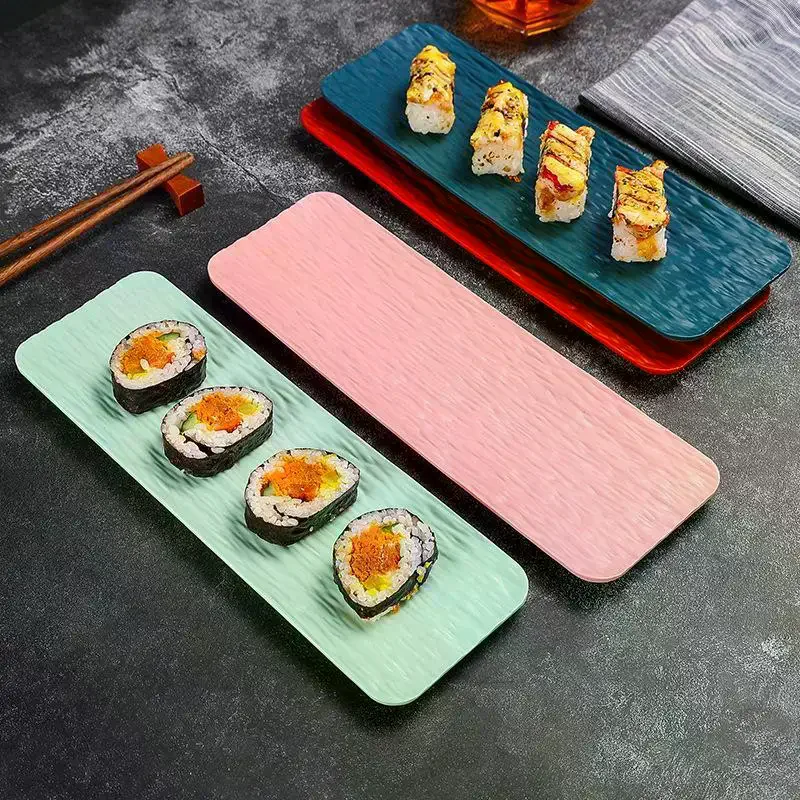 Melamine Long Sushi Platters Textured Surface Break Resistant For Japanese Restaurant Home Sushi Parties Reusable