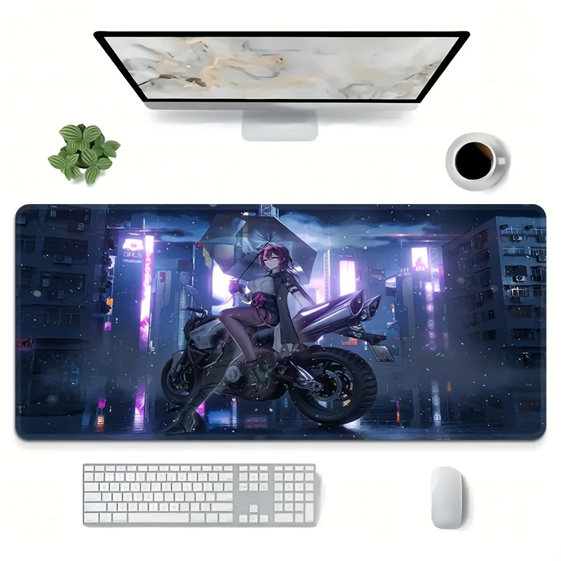 1 قطعة دراجة نارية فتاة نمط سطح المكتب الوسادة كبيرة الألعاب ماوس الوسادة E-الرياضة مكتب لوحة المفاتيح الكمبيوتر ماوس عدم الانزلاق الكمبيوتر حصيرة