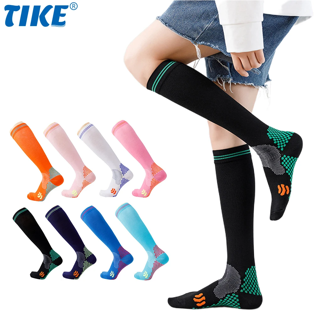 

TIKE 1 Pair Compression Socks Women Men 30 MmHg Comfortable Anti Fatigue Athletic Nylon Medical Nursing Sport Running Stockings