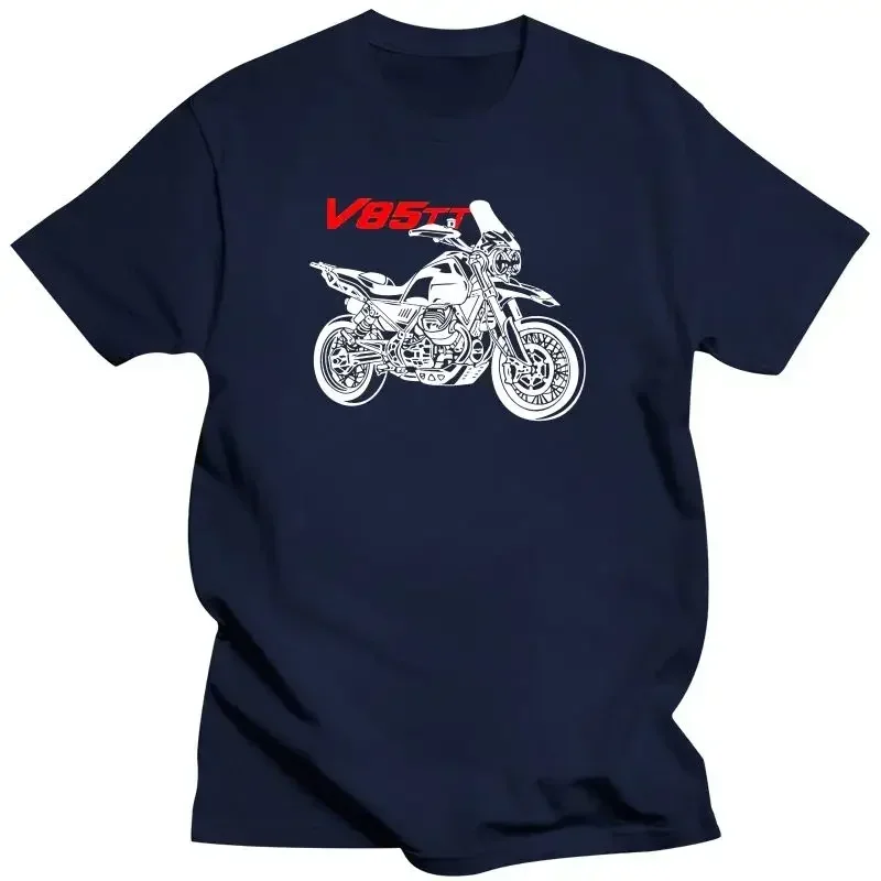 T-Shirt Moto 100% Cotton Guzzi V 85 Tt Motorcycle Tees 2024 Fashion men clothing graphic Cartoon Casual Short Sleeve streetwear