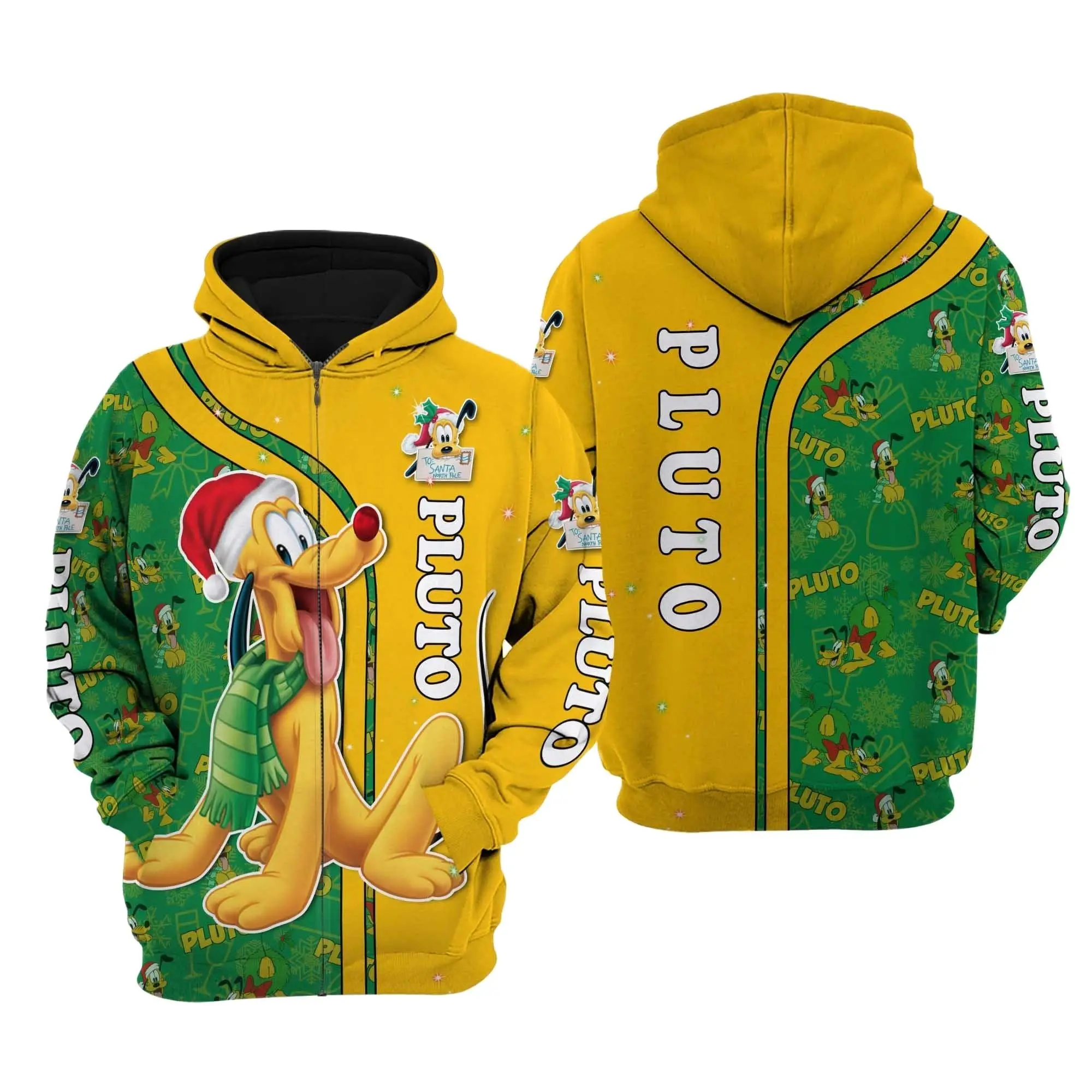 

Pluto Dog Christmas Disney Cartoon 3D Hoodie Zip Hoodie