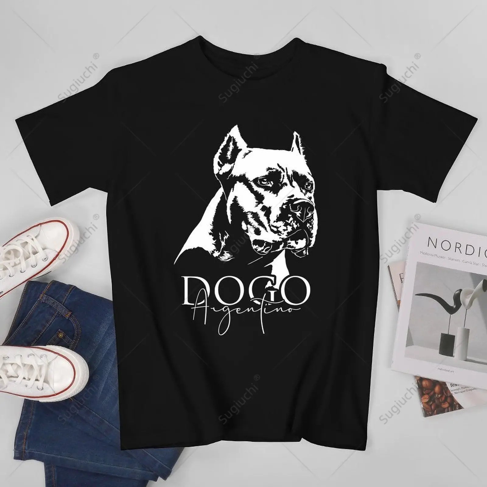 Unisex Men Proud Dogo Argentino Dog Portrait Gift Present Dog Tshirt Tees T Shirts Women Boys 100% Cotton T-Shirt