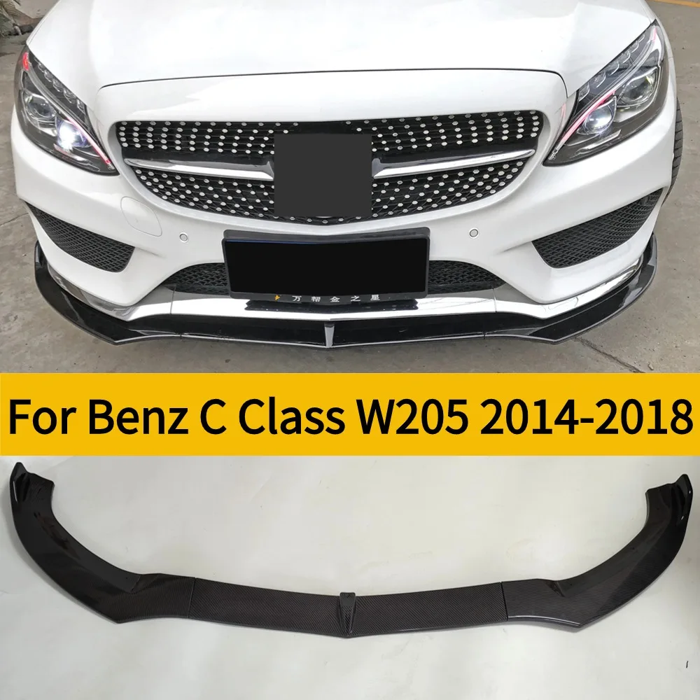For Mercedes Benz C Class W205 2014-2018 Front Bumper Lip Spoiler Body Kit Air Duct Diffuser Compatible with C200 C250 C260 C300