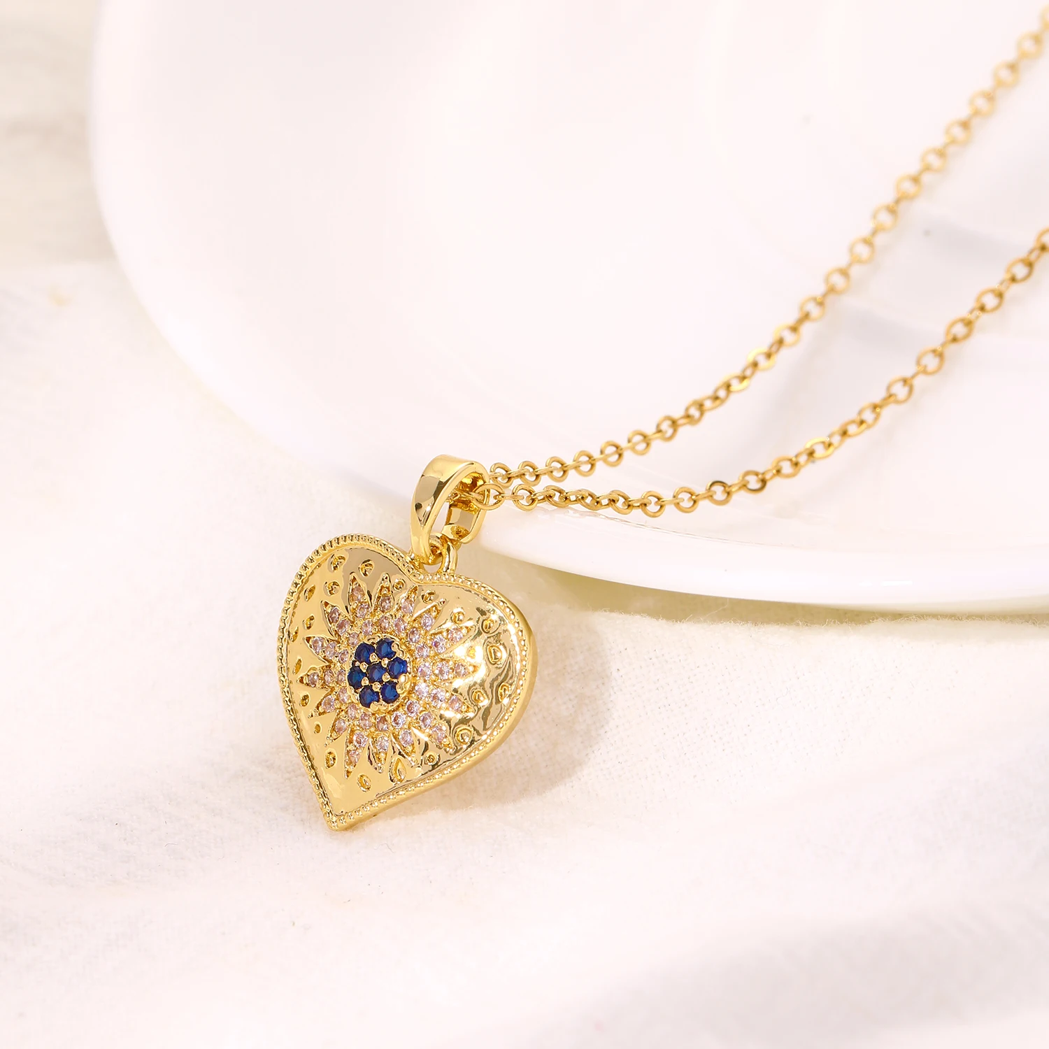 الكلاسيكية الأخضر عين الشر المرأة قلادة الفولاذ المقاوم للصدأ محظوظ قلادة مجوهرات هدية فاخرة العين التركية الإكسسوارات