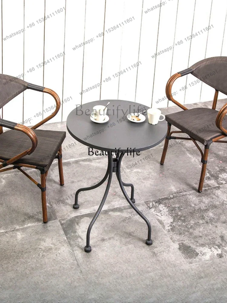 Factory Direct Garden Leisure Tables And Chairs Simple Modern Outdoor Rattan Chairs Bed And Breakfast Metal Furniture