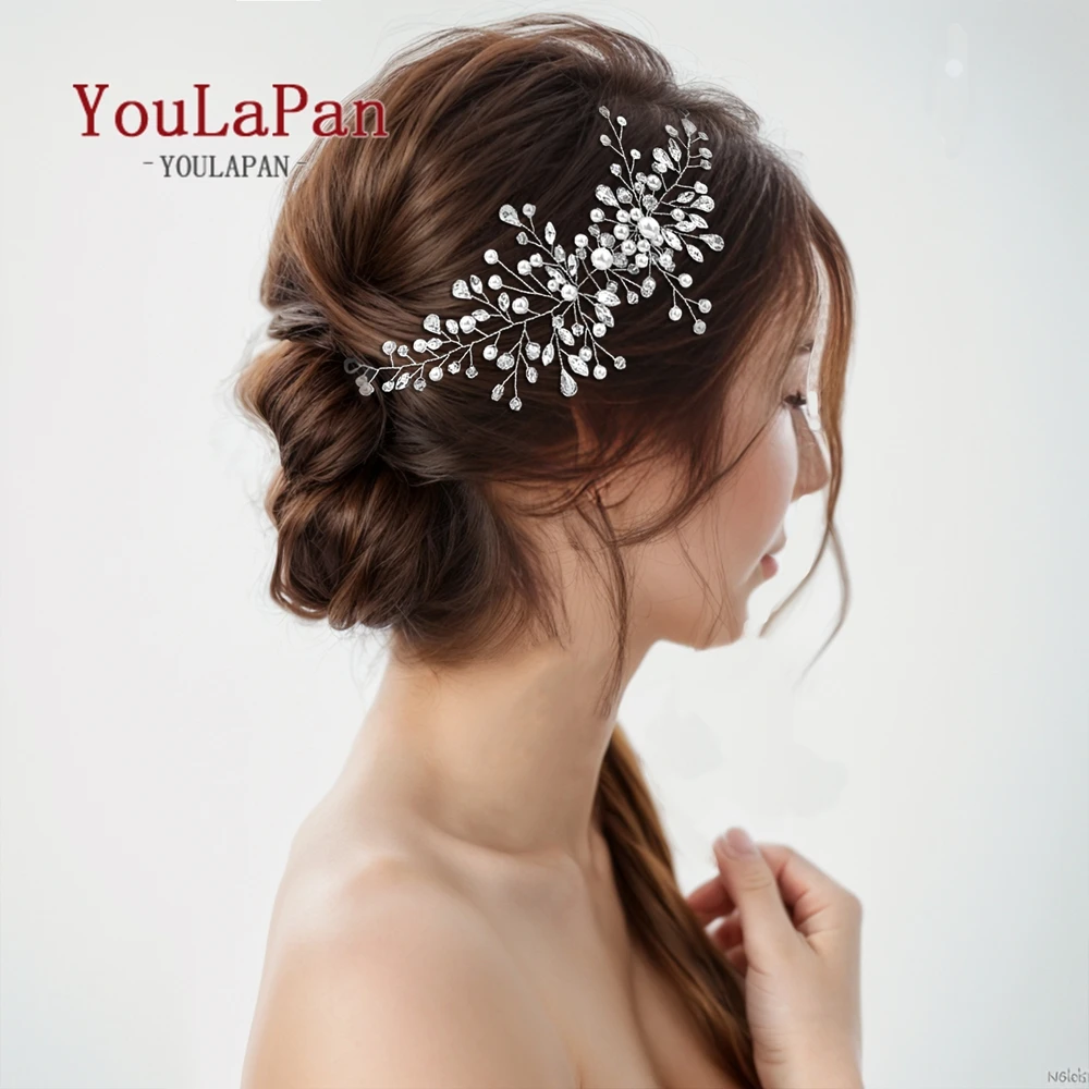 YouLaPan Bling Pearl Crystal Bride Hair Band Rhinestone Wedding Headband Elegant Women Banquet Hair Accessories Party Tiara HP84