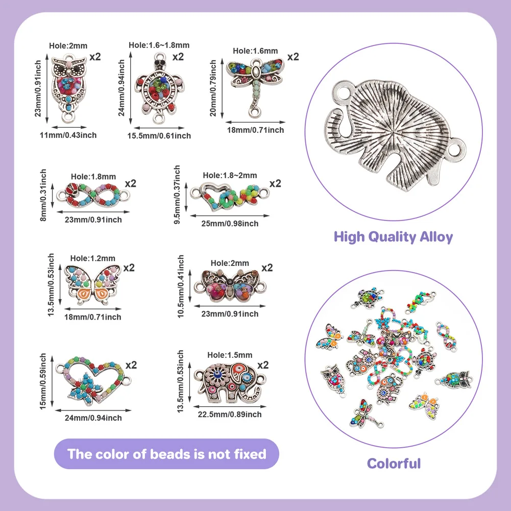 18 szt. Ze stopu szklane koraliki Charms 2-Hole Links w europejskim amerykańskim stylu DIY wyrób biżuterii bransoletka kolczyki naszyjnik