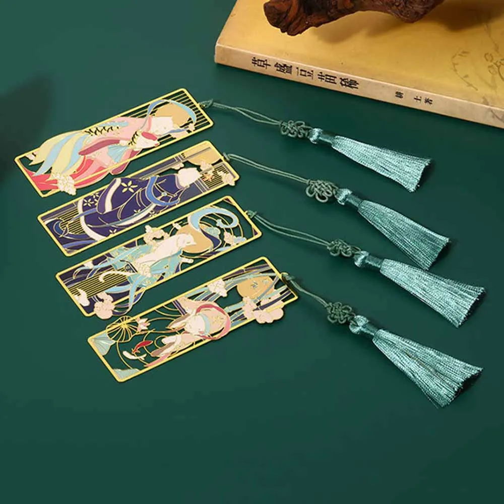 중국 스타일 금속 책갈피 술 펜던트 북 클립, 금속 페이지 마크, 학생 문구 선물, 학교 사무용품 2024