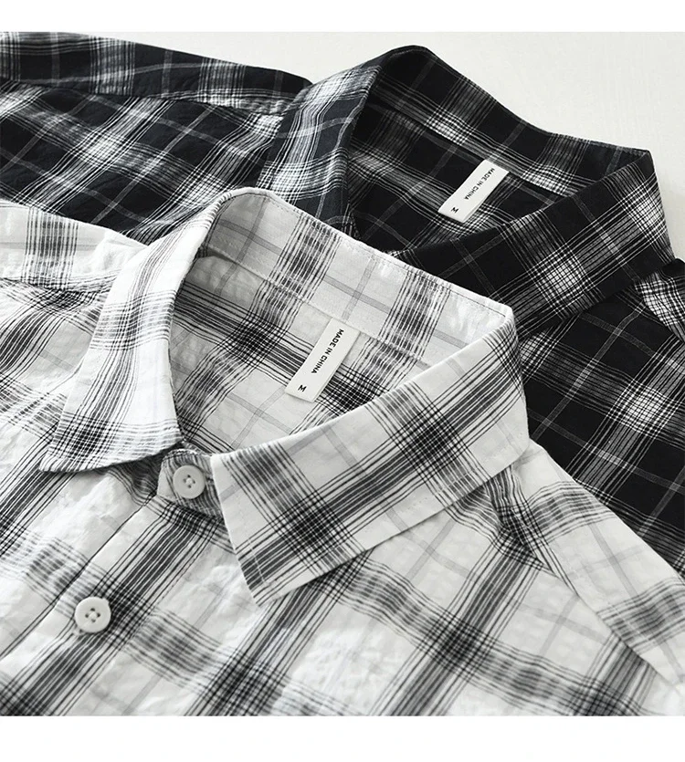 

Harajuku клетчатая рубашка с длинным рукавом Мужская весенняя новая мужская рубашка с карманами Повседневная рубашка из чистого хлопка на пуговицах Молодежная свободная рубашка на каждый день