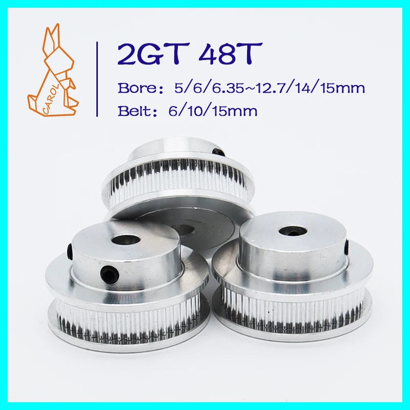 

48Teeth GT2 Timing Pulley Bore 5/6/7~12/14/15mm 2M Belt Tooth Width 6/10/15mm 3D Printer Parts 2GT Pulley 48T Synchronous Wheels