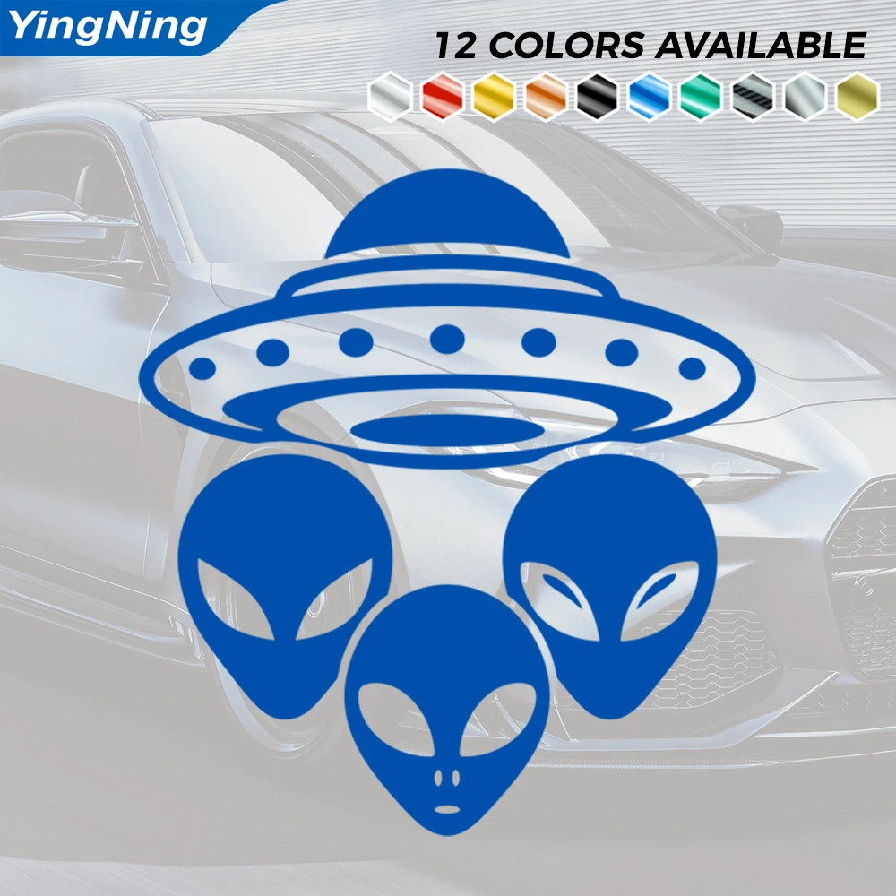Alien Family UFO Car Decal Vinyl Sticker Waterproof Universal Auto Window Body Bumper Space Sci Fi Exterior Decoration Graphic