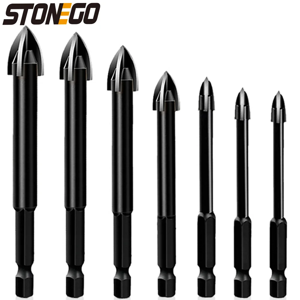 

STONEGO Cemented Carbide Drill Bit - for Glass, Ceramic, Concrete, Tile, Brick, Plastic and Wood - Hard Alloy Hole Opener - 1PC