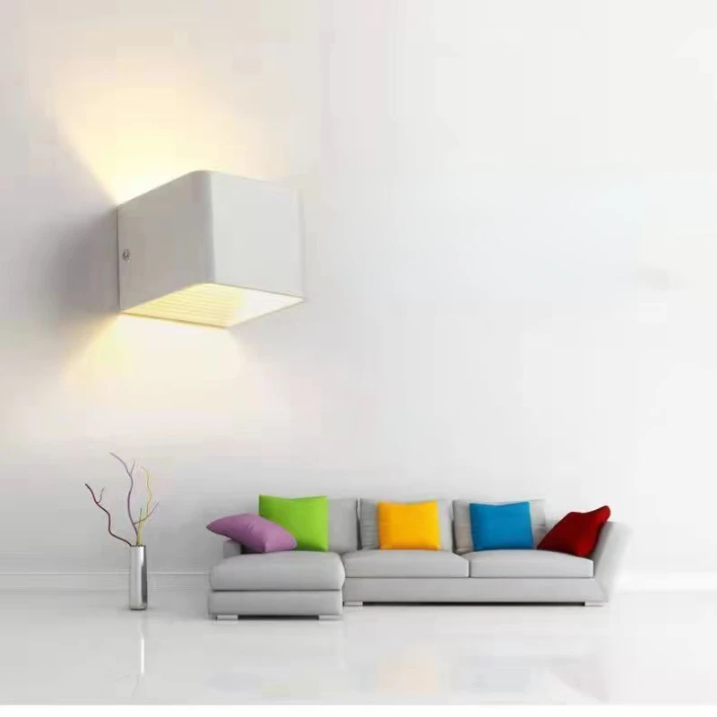 Imagem -04 - Simples Led Alumínio Lâmpada de Parede Preto e Branco Combinação Sconce Cabeceira Pequena Luz Noturna Sala Quarto Atmosfera Iluminação