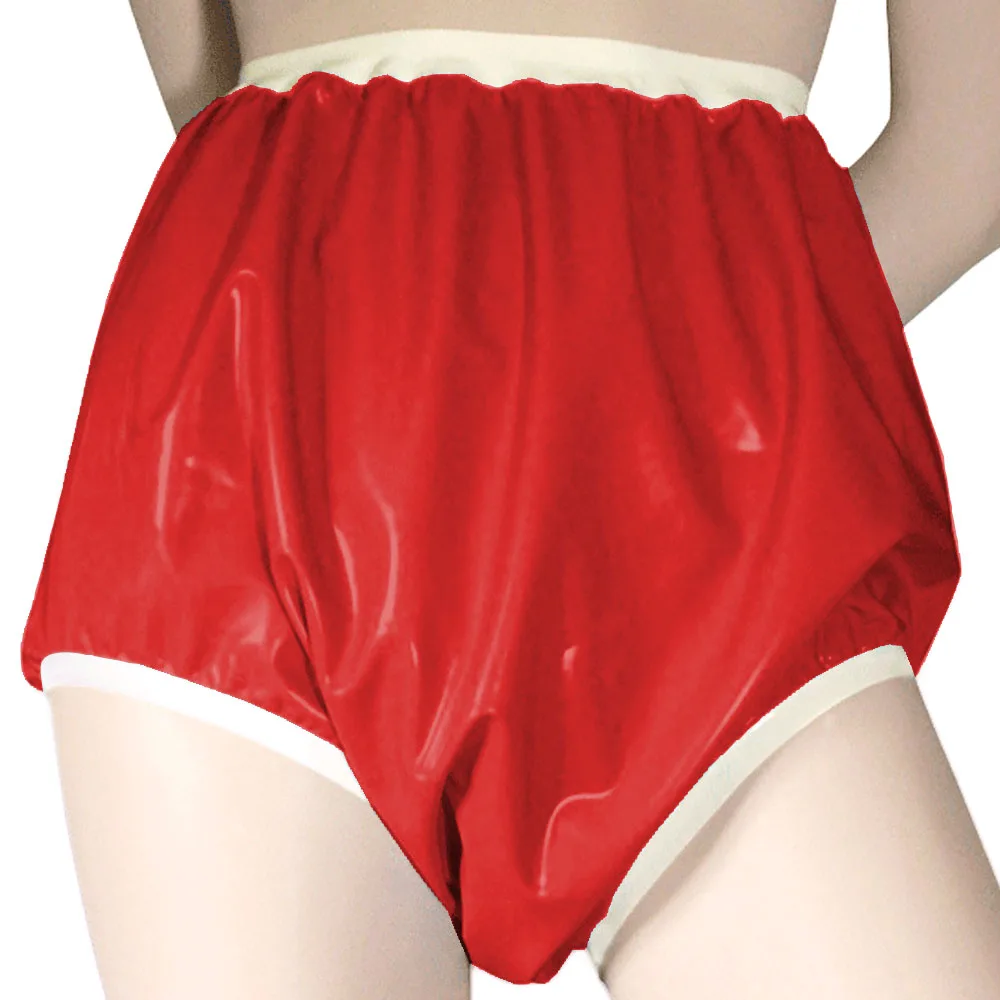 سراويل جلدية PVC غريبة مرقعة ، سراويل داخلية عالية الخصر بأزرار مثيرة سيسي ، ملابس داخلية صنم ، مقاس كبير ، 7XL