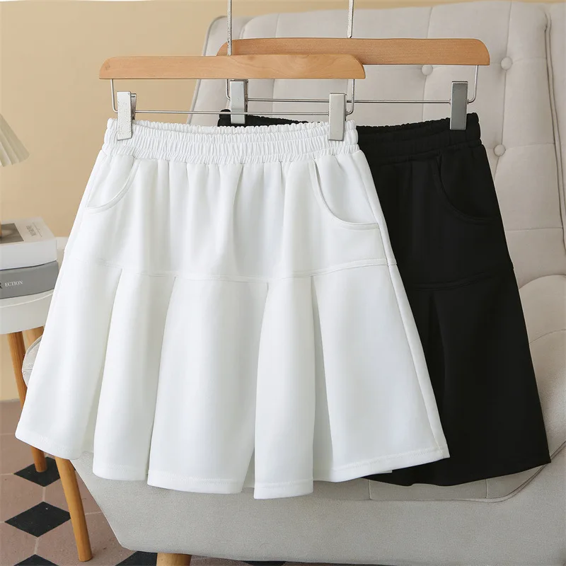 2026 Spring Summer Plus Size Women Pleated Skirt Elastic Waist Princess Mini Skirt Fashion Curvy Skirt 8826 view 2