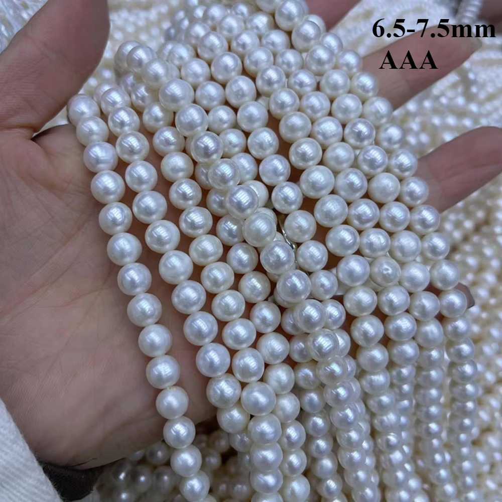 

6.5-7.5mm AAA High Quality Near-round Natural Freshwater Pearl Beads for Jewelry Making Supplies DIY Necklace Bracelet Accessory