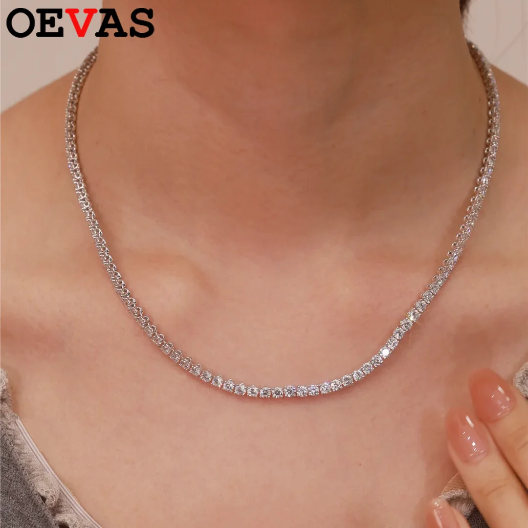 

Ожерелье OEVAS 2 мм D цвета с полным муассанитом для женщин, стерлинговое серебро S925, выращенный в лаборатории бриллиант, ювелирные украшения для свадебной вечеринки