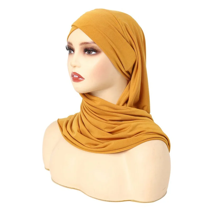 Hijabs musulmans pour dames, bandeau de sauna, écharpe de créateur, turban croisé solide, mode, 1PC