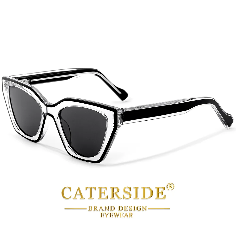 CATERSIDE Damen Mode Polarisierte Sonnenbrille Luxus Acetat Katzenaugen-Rahmen Herren Outdoor Sport Fahr- und Dekorationsbrille UV400 – Detail 5