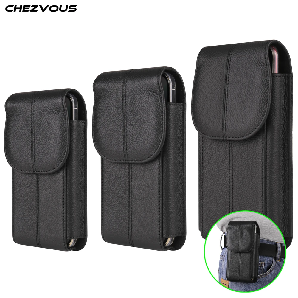 Classical 6.1''6.7''7.2''Leather Phone Bag for iPhone 15 14 13 Pro Max Universal Waist Pouch for Samsung S23 Ultra Huawei Xiaomi