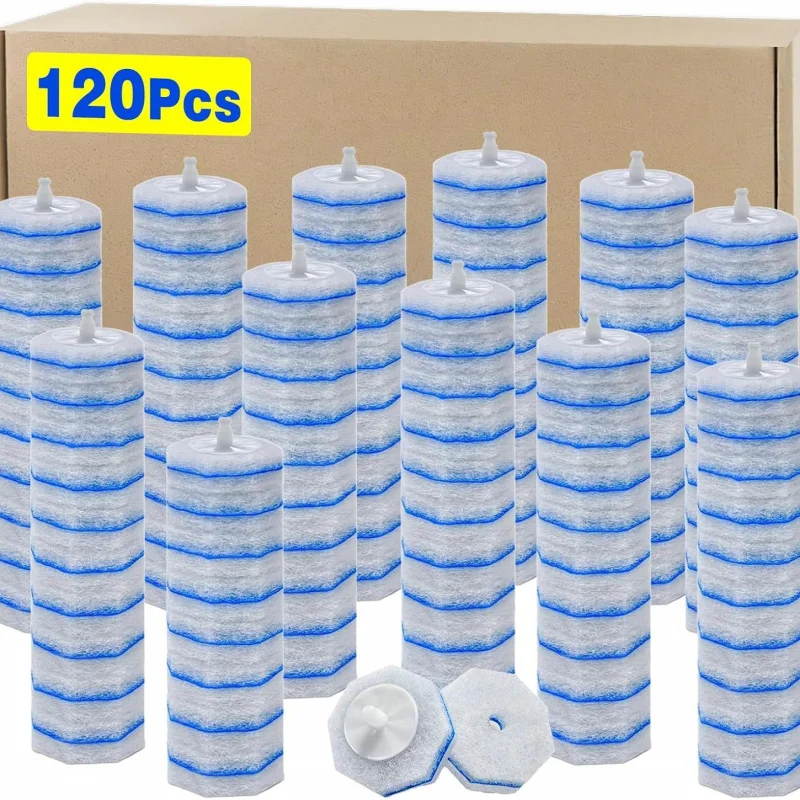 Disposable Toilet Brush Replacement Head With Built-In Cleaner, Featuring A Double-Layer Sponge Core