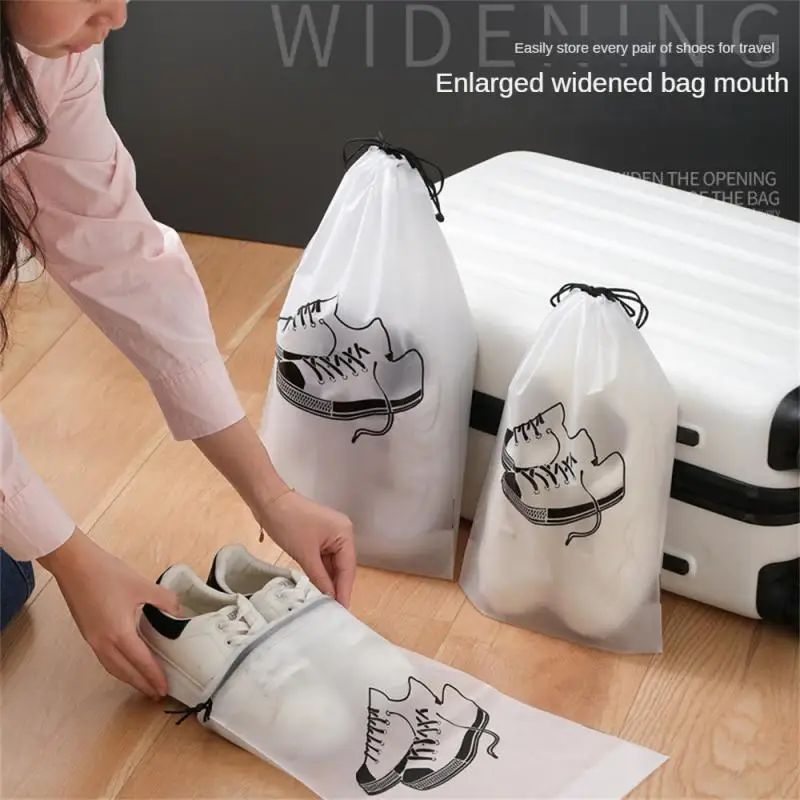 Household Convenient Carry Foldable Travel Port Water Proof Capacity Shoe Bag Tidy Dust-proof Drawstring Daily Frosted