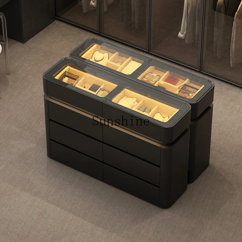 

Solid wood multi-layer storage Zhongdao Taiwan cloakroom art chest household black storage