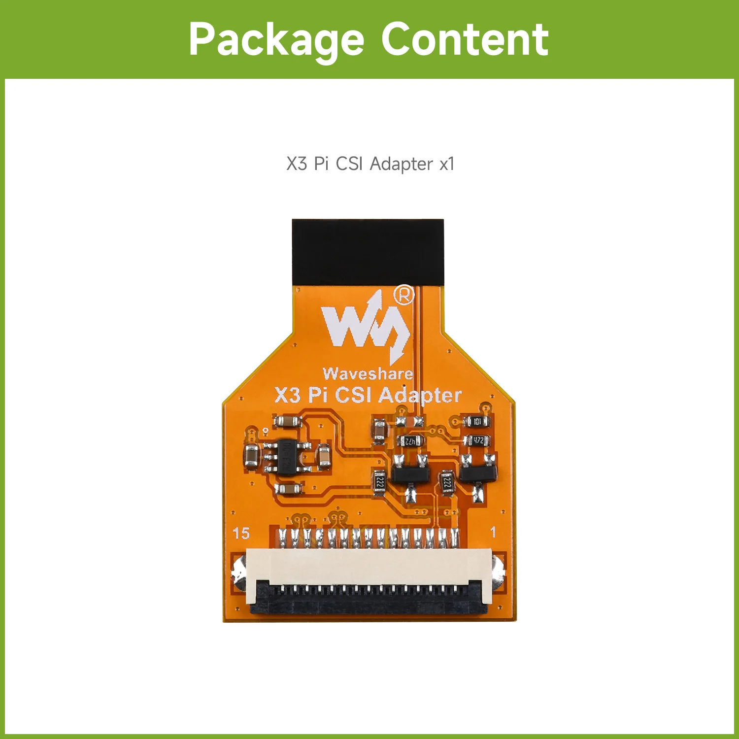 Waveshare CSI Adapter for RDK X3 Development Board, 24PIN To 15PIN CSI Adapter Board