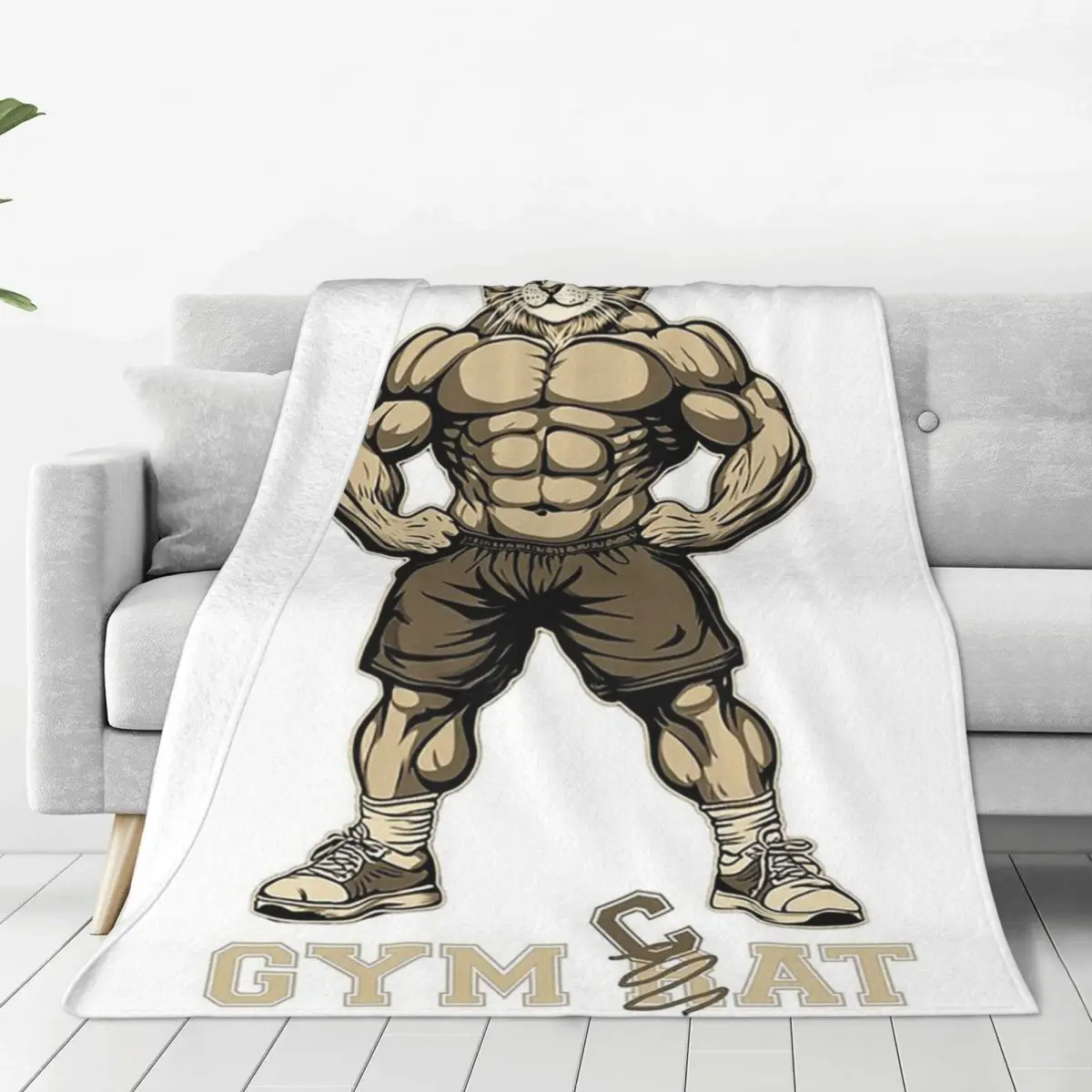 Gym Cat Muscular Cat Blanket Flannel Multi-function Sofa Throw Blankets For Couch Bedding Office Throws Bedspread Quilt