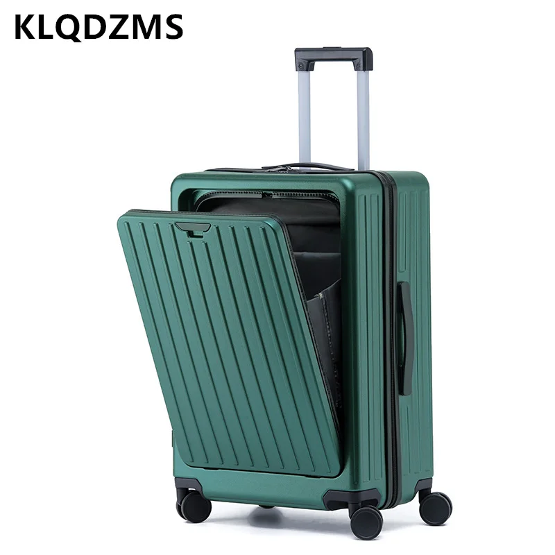 KLQDZMS 20"22"24"26 Inch Laptop Luggage Front Opening Boarding Case USB Charging Trolley Case PC with Wheels Rolling Suitcase