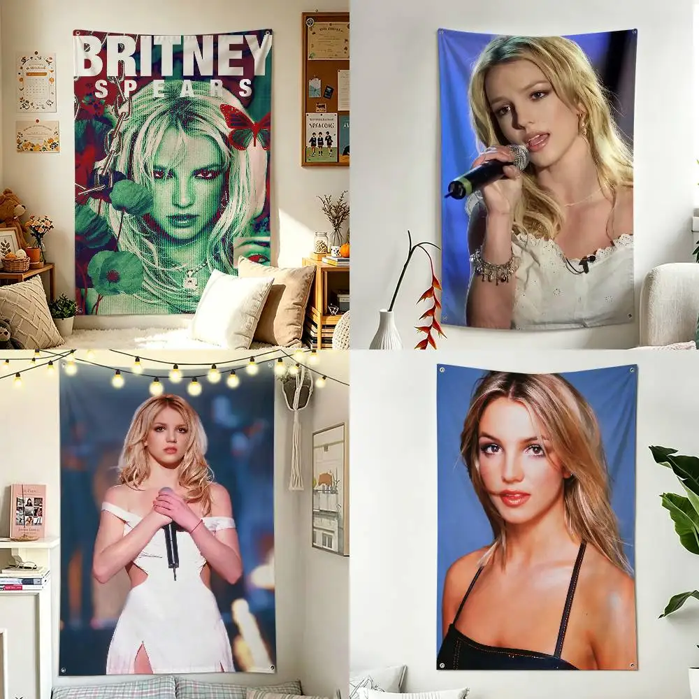 Beautiful 90s Pop Diva B-Britney Spears Home Decor Wall Hanging Vertical Flags Indoor Outdoor Background Tapestry