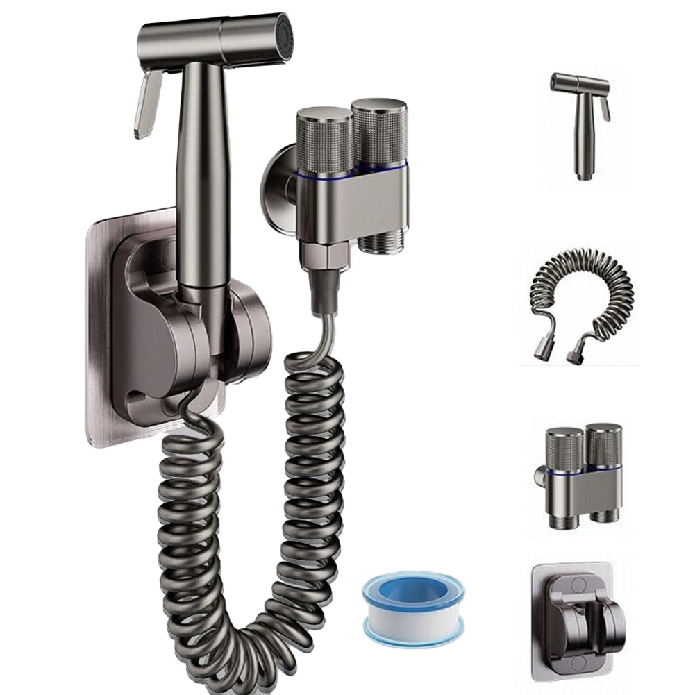 Adjustable Pressure Bidet Sprayer Kit G1/2 Interface With Telescopic Tube Bracket For Toilet Pet Bathing Garden Watering