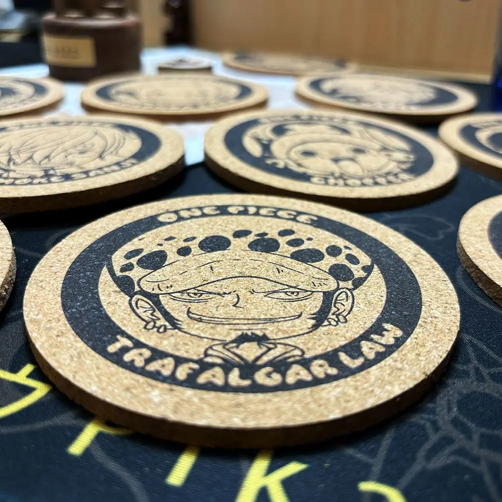 15 Styles Diy One Piece Luffy Roronoa Zoro Cork Coaster Shanks Cartoon Animation Two-Dimensional Natural Cork Coaster Gift Toys
