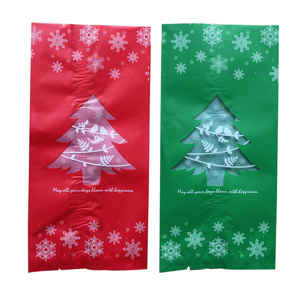 

50Pcs Biscuit Packaging Bag Christmas Theme Flat Pocket Candy Bag with Snowflake Design Suitable for Gifts Snacks Party Favors