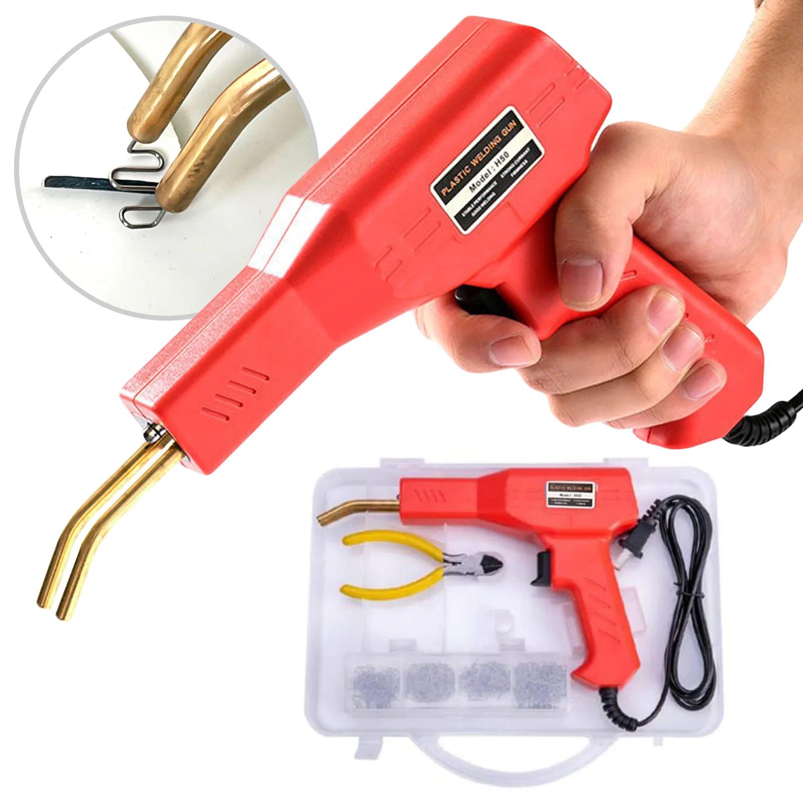 50W Plastic Welder Gun Soldering Iron Hot Stapler Welding Machine Car Bumper Repair Tools Bondic Liquid Welder Starter Kit