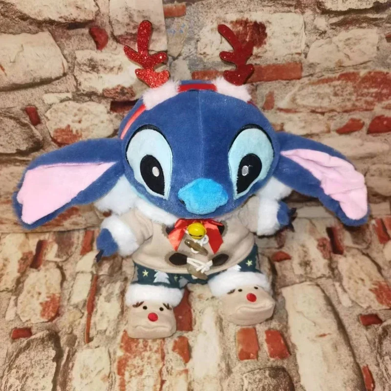 Disney Lilo & Stitch Doll Christmas Cartoon Angel Sitting Posture Plush Toy Reindeer Cosplay Stuffed Children's Birthday Gift