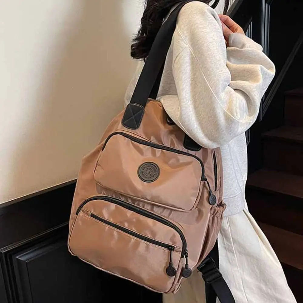 

Korean Style Sport Nylon Backpack Large Capacity Nylon Travel Shoulder Bag Tote Bag Solid Color Fitness Bag Office Worker